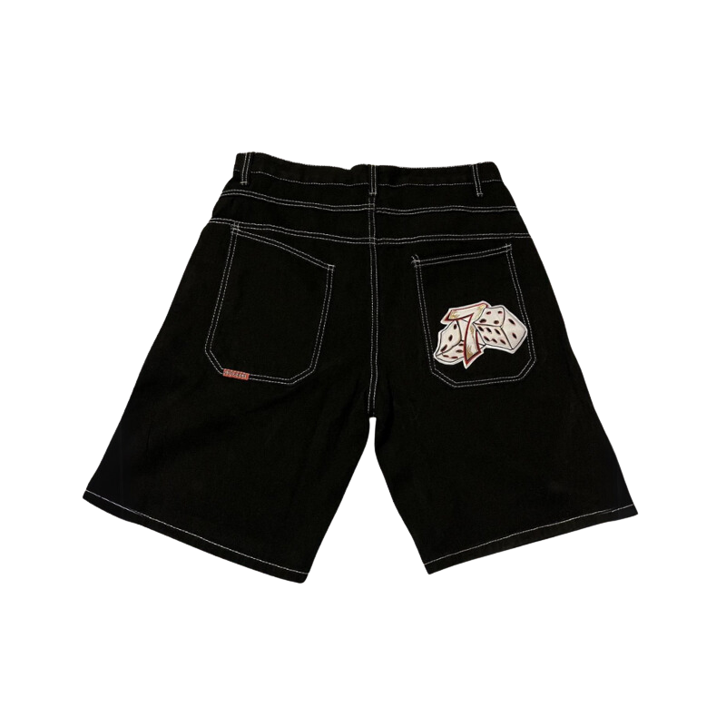 7 Dice Embroidery Patches Denim Shorts