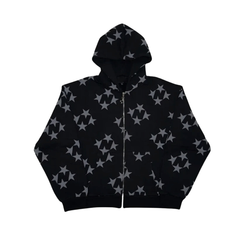 Streetwear Y2K Retro Star Pattern Hoodie