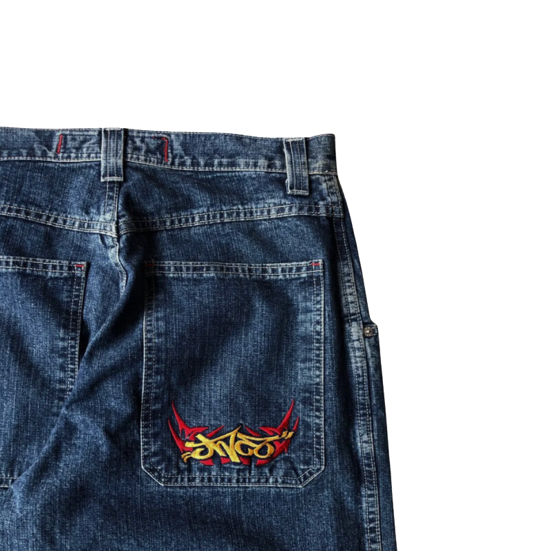 Urban Streetwear Embroidery Baggy Denim