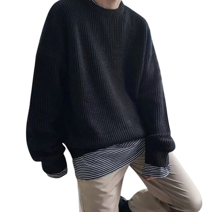 Cozy Textured Knit Crewneck Pullover