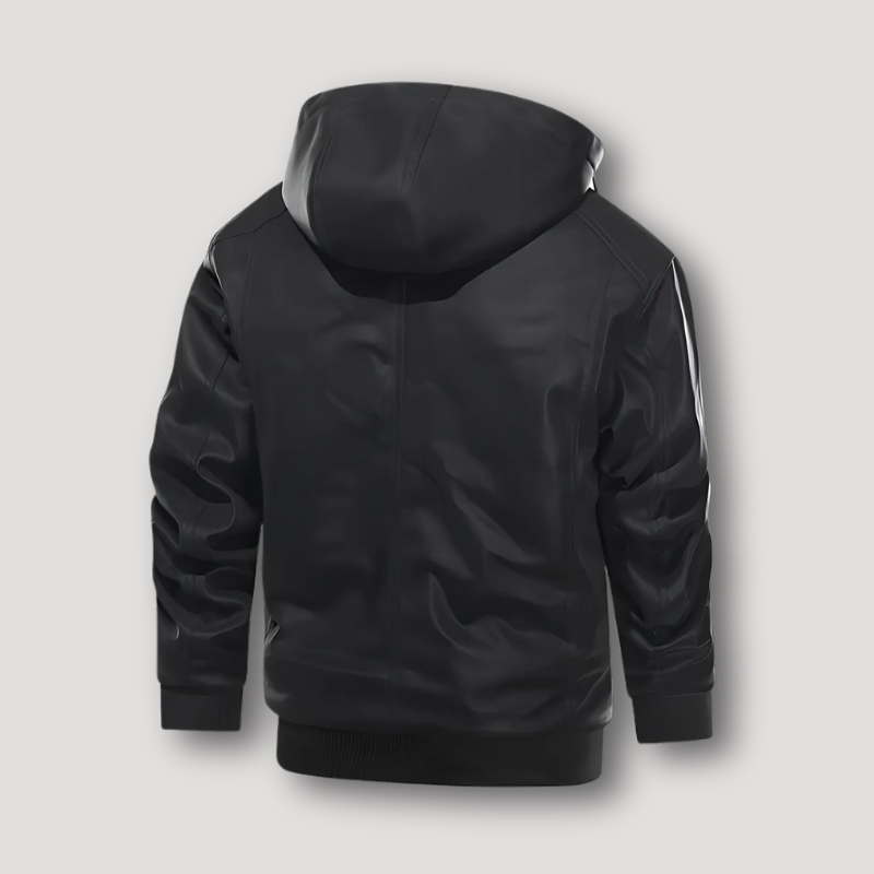 Removable Hoodie Zip Off Fitted Leather Jacket