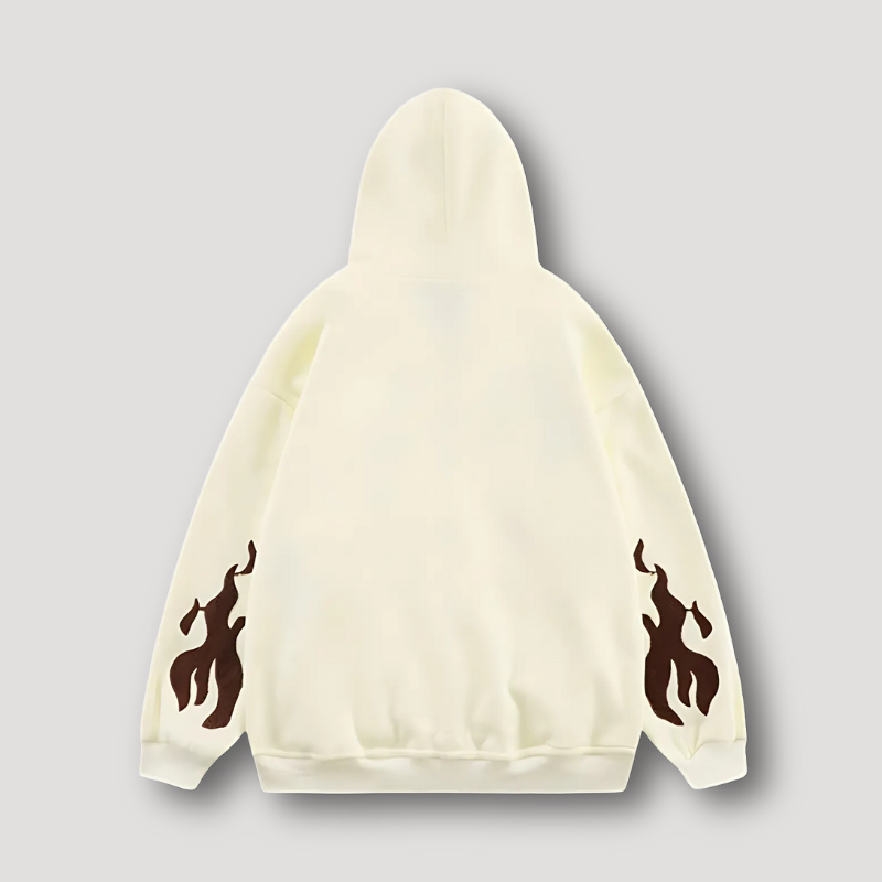 Cross Flame 'Campfire' Graphic Oversized Zip Up Hoodie