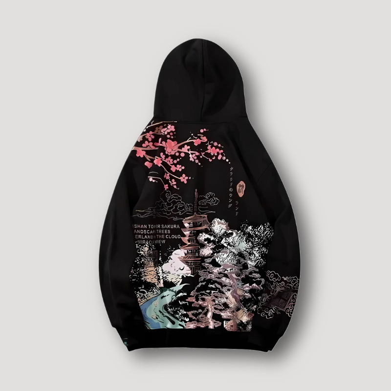 Japanese Graphic Landscapes Pullover Hoodie