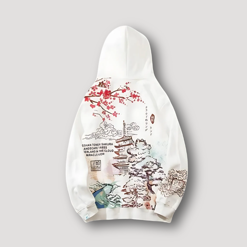 Japanese Graphic Landscapes Pullover Hoodie