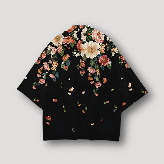 Japanese Traditional Floral Graphic Yukata Haori Kimono