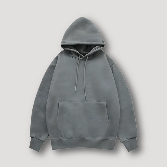 Oversized Thick Fleece Gray Casual Style Hoodie