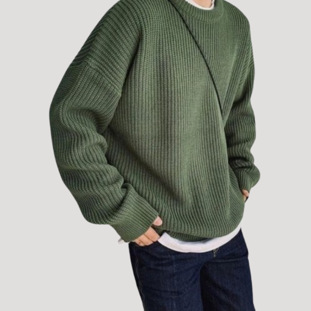 Cozy Textured Knit Crewneck Pullover