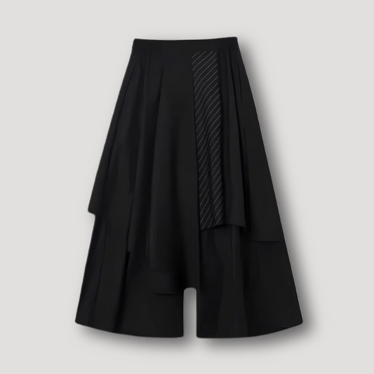 Japanese Inspired Asymmetric Layered Wide Leg Pants