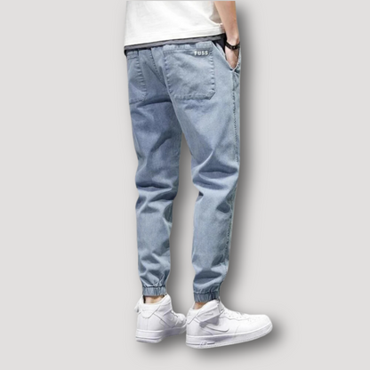 Tapered Fit Drawstring Jogger Denim Jeans