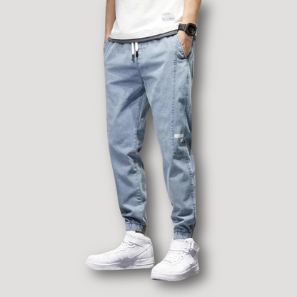 Tapered Fit Drawstring Jogger Denim Jeans