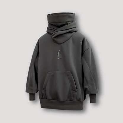 Wraparound High Neck Oversized Dropped Shoulders Hoodie