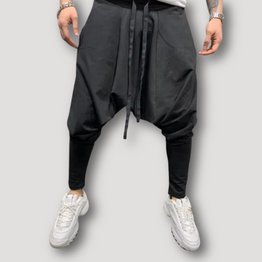 Baggy Tapered Ankle Black Harem Pants