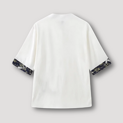 Half Sleeve Crane Bamboo Chinese Style Shirt