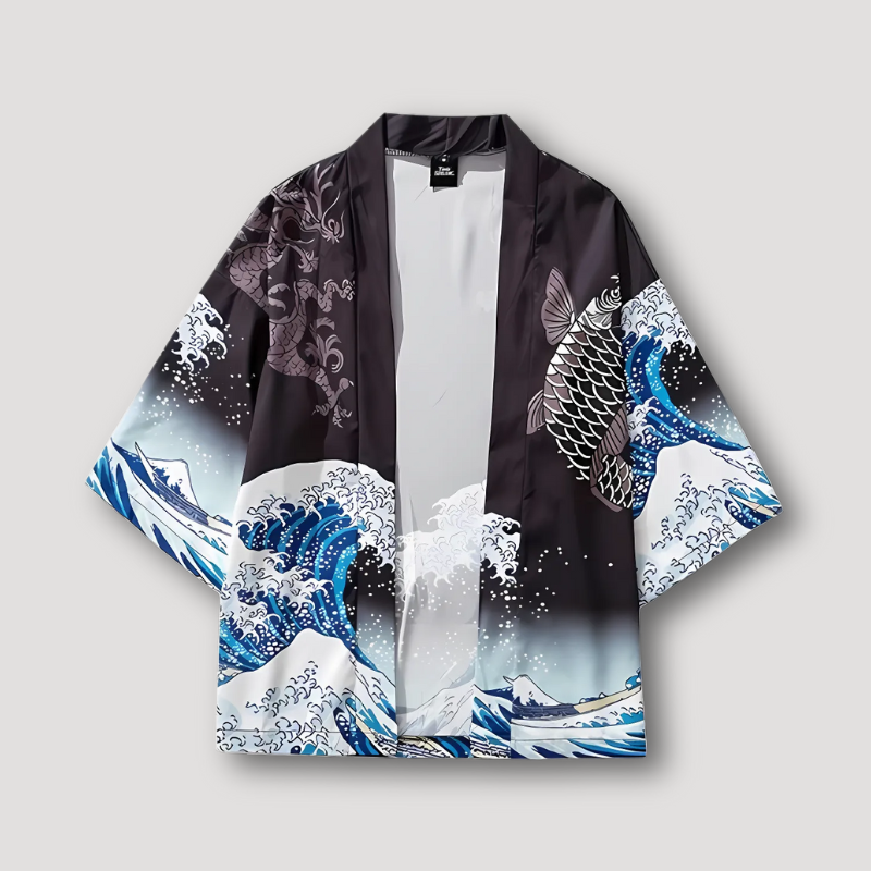 Traditional Japanese Art Flowy Kimono Cardigan