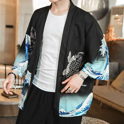 Traditional Japanese Art Flowy Kimono Cardigan