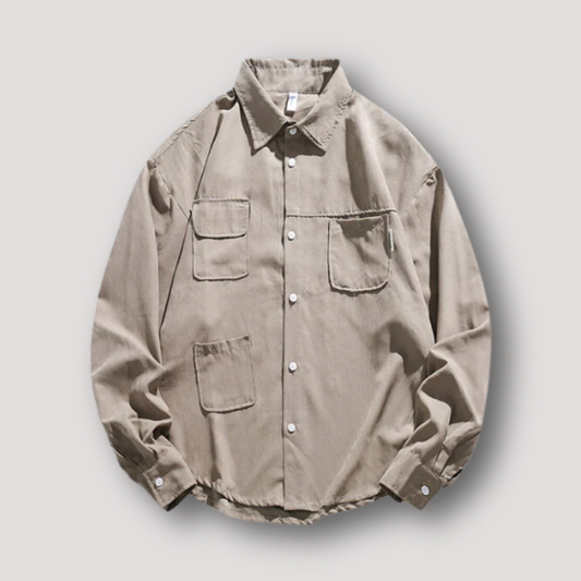 Casual Button Up Oversized Long Sleeve Utility Shirt