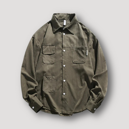 Casual Button Up Oversized Long Sleeve Utility Shirt