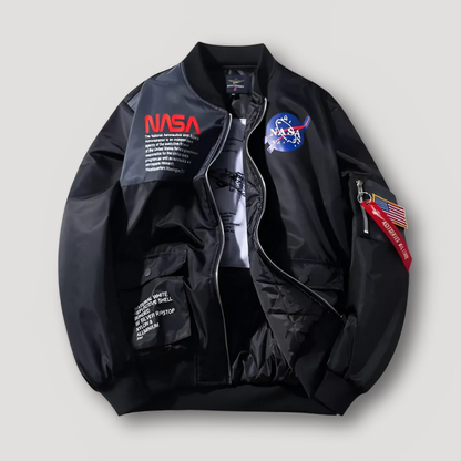 Space Themed Classic Quilted Bomber Jacket