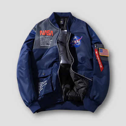 Space Themed Classic Quilted Bomber Jacket