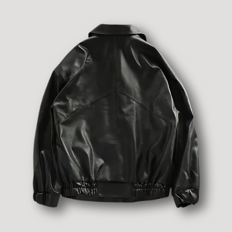 Faux Leather Insulated Black Boxy Oversized Jacket