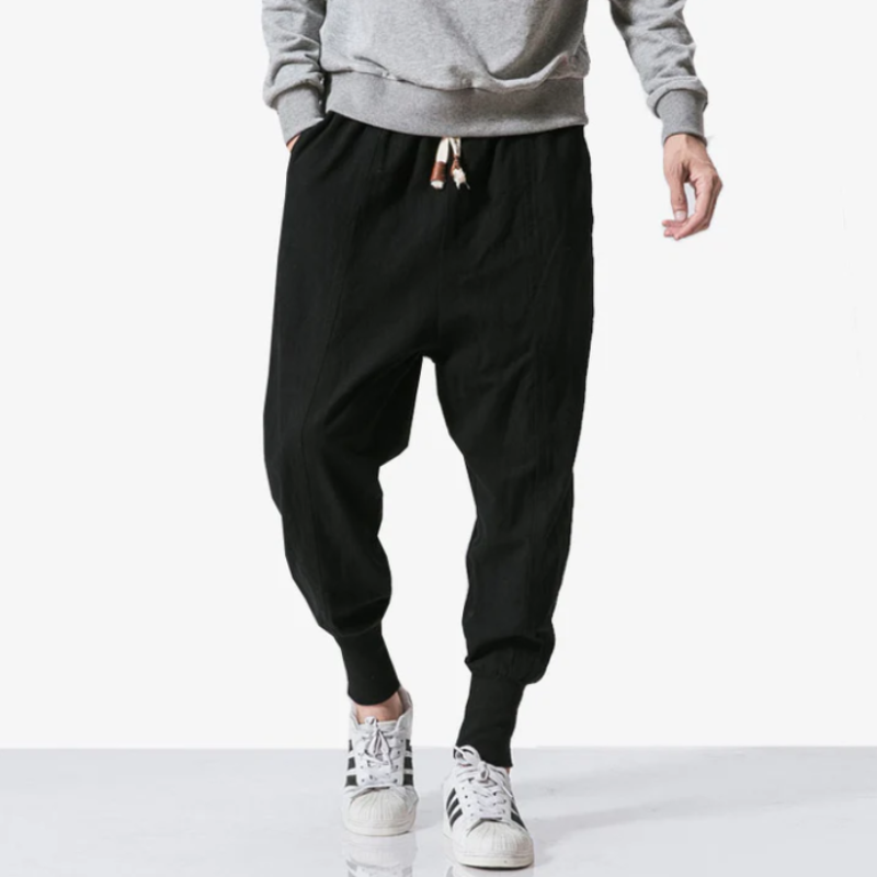 Baggy Loose Fit Tapered Ankle Black Pants