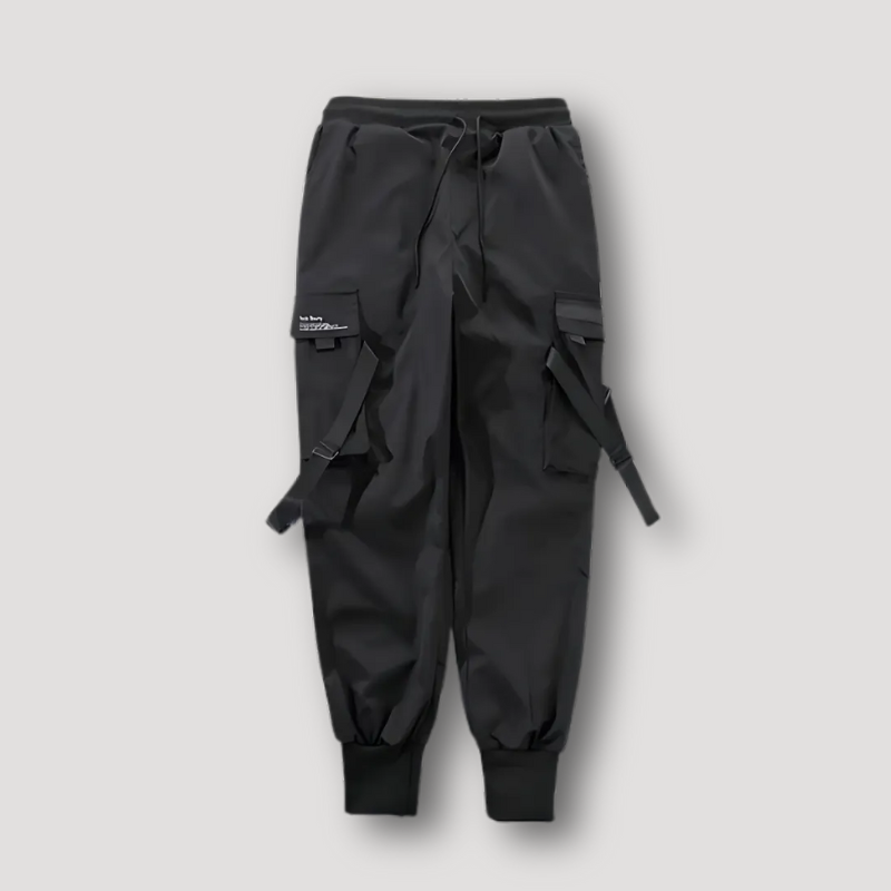 Black Tactical Tapered Fit Cargo Jogger Pants