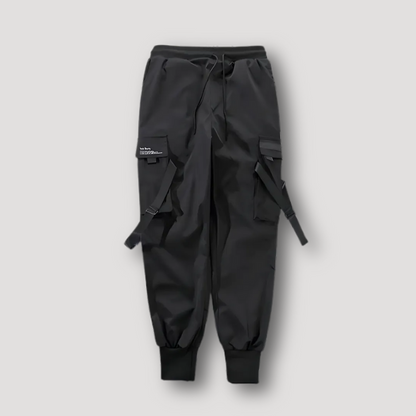 Black Tactical Tapered Fit Cargo Jogger Pants