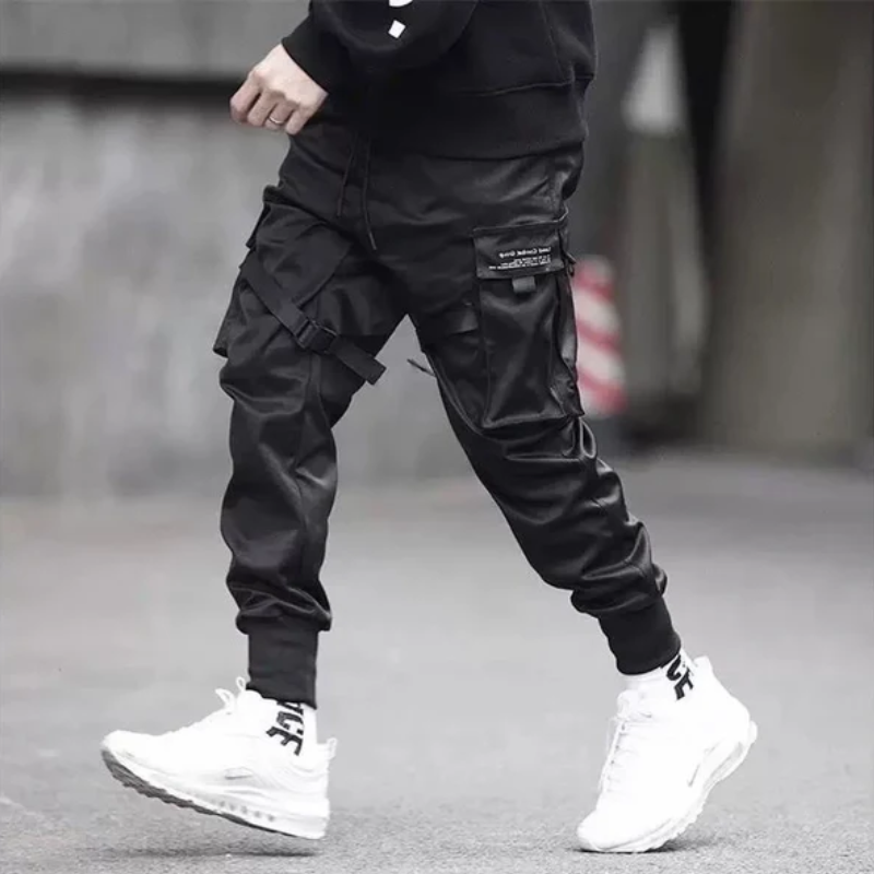 Black Tactical Tapered Fit Cargo Jogger Pants