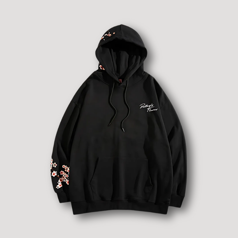 Cherry Blossoms Butterfly Graphic Hoodie