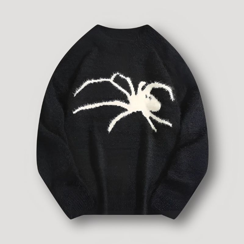 Spider Long Legs Graphic Print Fluffy Knitted Sweater