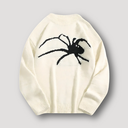 Spider Long Legs Graphic Print Fluffy Knitted Sweater