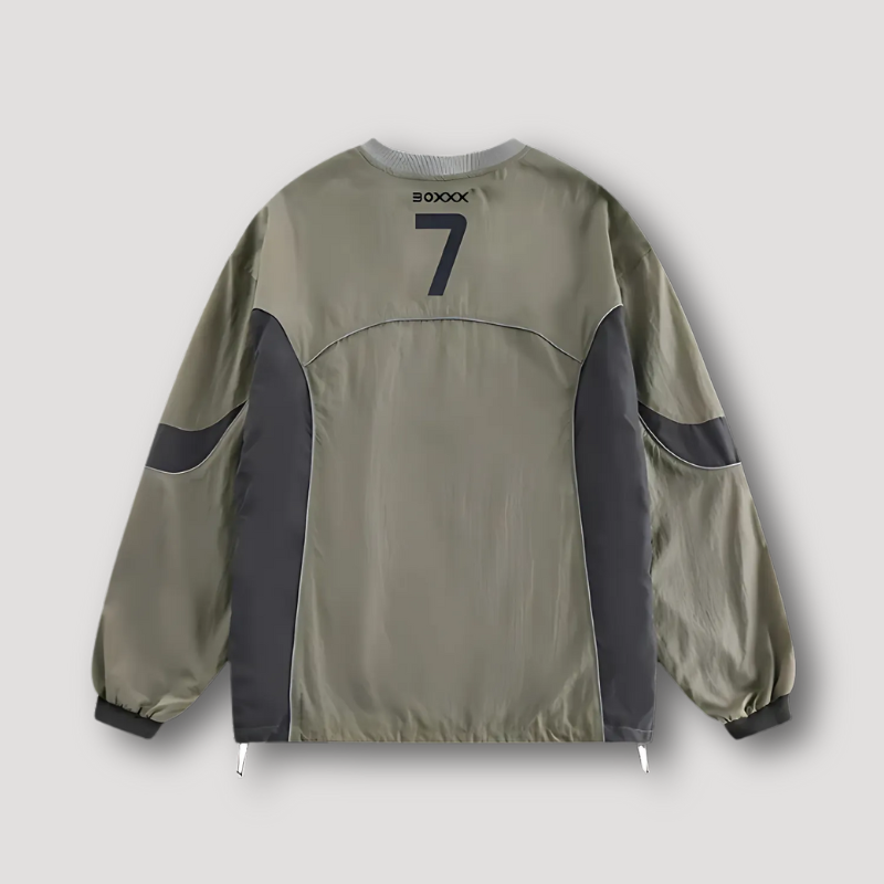 '7' Color Blocked Raglan Sleeves Windbreaker Pullover Jacket