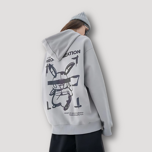 'Harsh and Cruel' Glitch Holographic Grey Hoodie