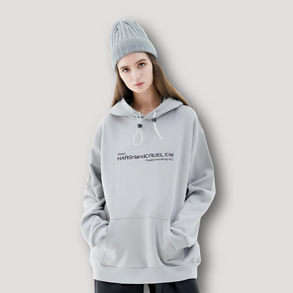 'Harsh and Cruel' Glitch Holographic Grey Hoodie