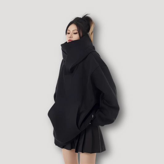 High Neck Voluminous Oversized Mask Hoodie Sweatshirt