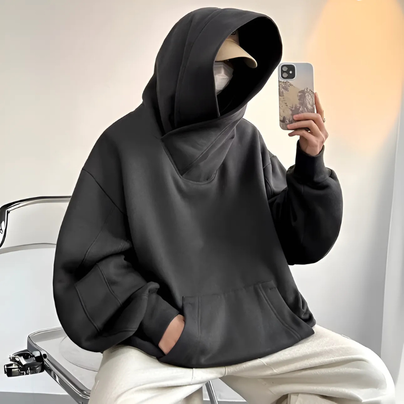 High Neck Voluminous Oversized Mask Hoodie Sweatshirt