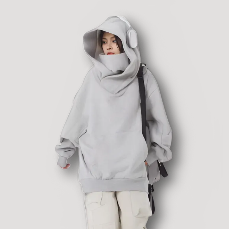 High Neck Voluminous Oversized Mask Hoodie Sweatshirt