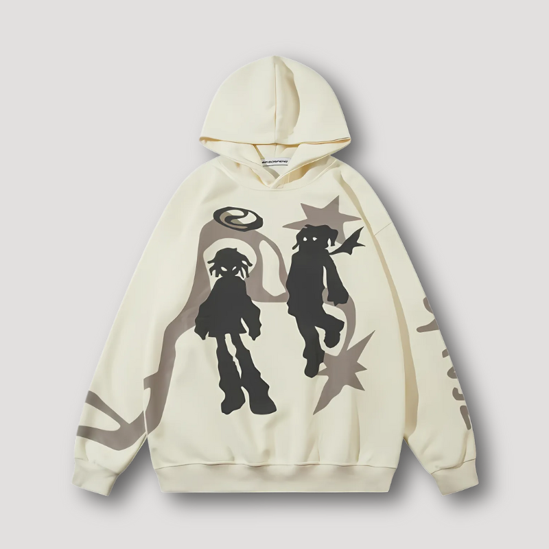 Swirling Star Lines Shadow Graphic Oversized Hoodie