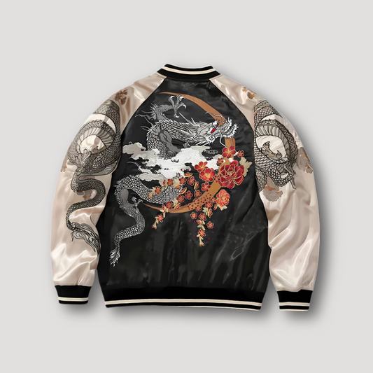 Japanese Dragon Embroidery Full Zip Sukajan Jacket