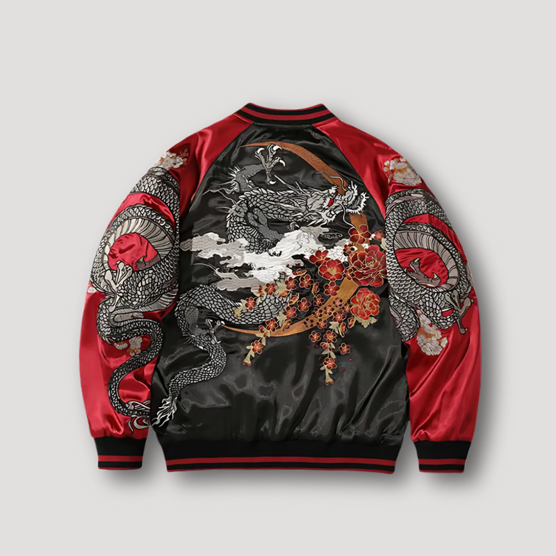 Japanese Dragon Embroidery Full Zip Sukajan Jacket