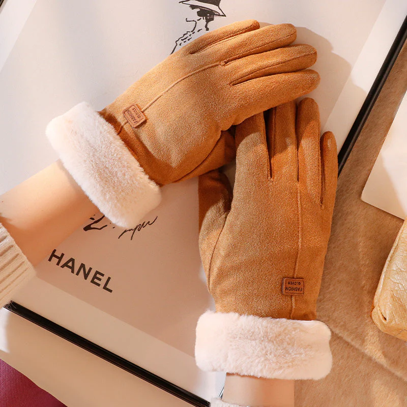 Elegant Soft Plush Fleece-lined Touchscreen Winter Gloves