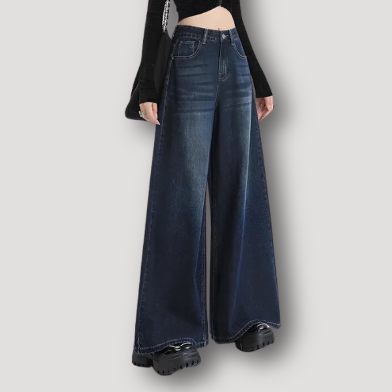 Wide Leg Regular Waist Streetwear Style Denim Jeans