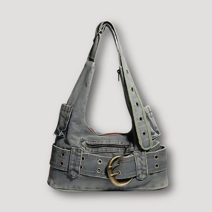 Y2K 2000s Retro Light Wash Denim Shoulder Bag