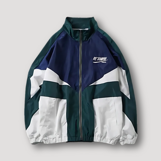 Color Block Zip Up Oversized Vintage Windbreaker Jacket