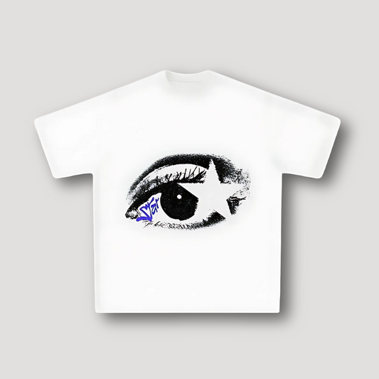 Star Eye Abstract Graphic Print Short Sleeve T-Shirt