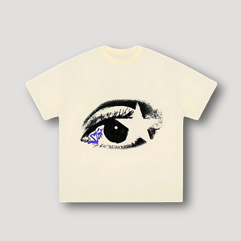 Star Eye Abstract Graphic Print Short Sleeve T-Shirt