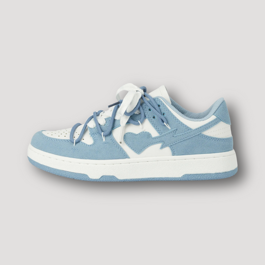 Pastel Blue Double Lace Chunky Low Top Sneakers