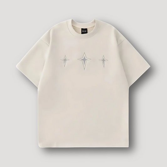 Minimalist Three Embroidered Geometric Stars T-Shirt