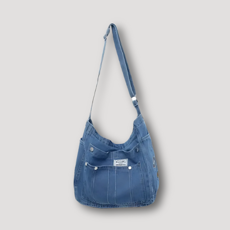 Classic Rugged Slouchy Denim Shoulder Bag